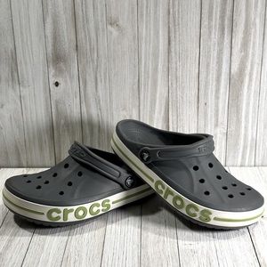 Crocs Bayaband Clogs Slip On Shoes Sandals Charcoal Green Women’s Size 8